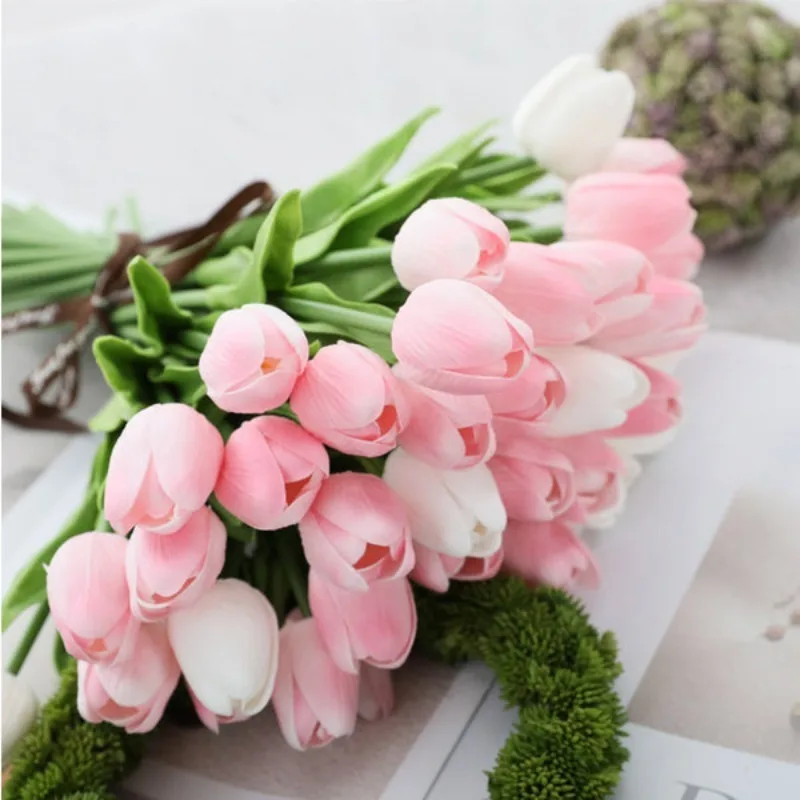 Premium Artificial Tulip Bouquet for Wedding Decor Garden Vase Arrangement Party Centerpiece Ideal Valentine's or New Year Gift