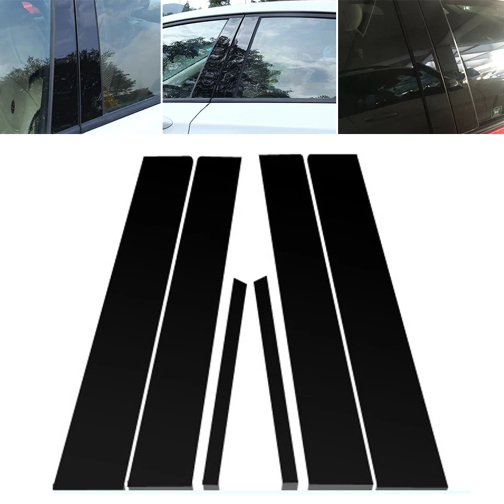 

6 Pcs Center BC Column Stickers For Honda Civic 2006-2011 Mirror Effect Window Pillar Posts Cover Trim Auto Accessories