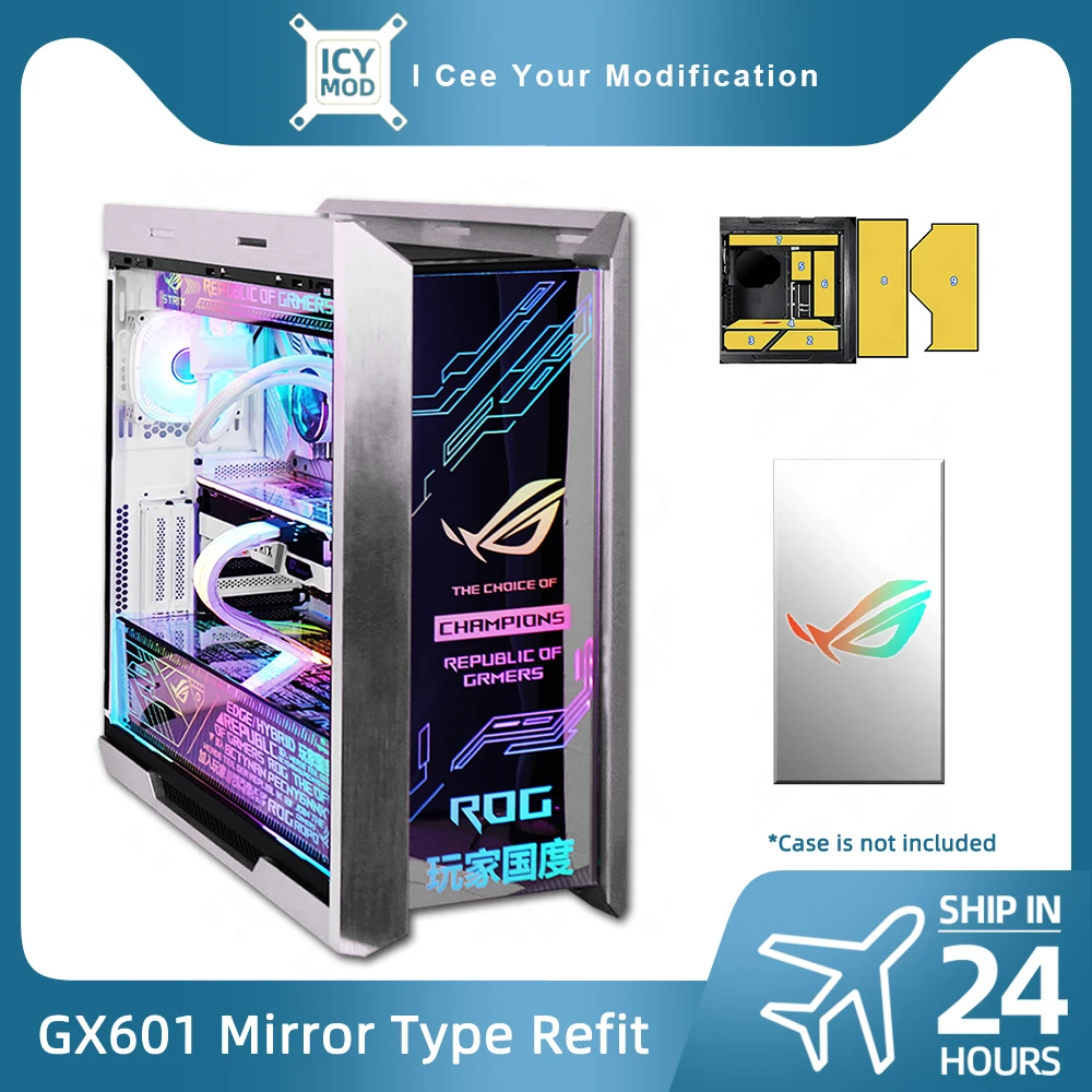 Painel de Espelho Rog Strix Helios Chassis Iluminação Faça Você Mesmo Computador Sudário Argb Asus Strix República dos Jogadores Mod Arco-íris Reflexão Gx601