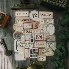 Étiquettes autocollantes Vintage avec numéros pour compte à main, papeterie décorative faite à la main pour Journal intime, Scrapbook, DIY bricolage, 35 pièces