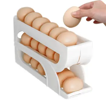 Dispenser per uova Rullo per uova a 3 livelli per frigorifero Contenitore salvaspazio per uova Vassoio per uova per armadietto da cucina Controsoffitto 1