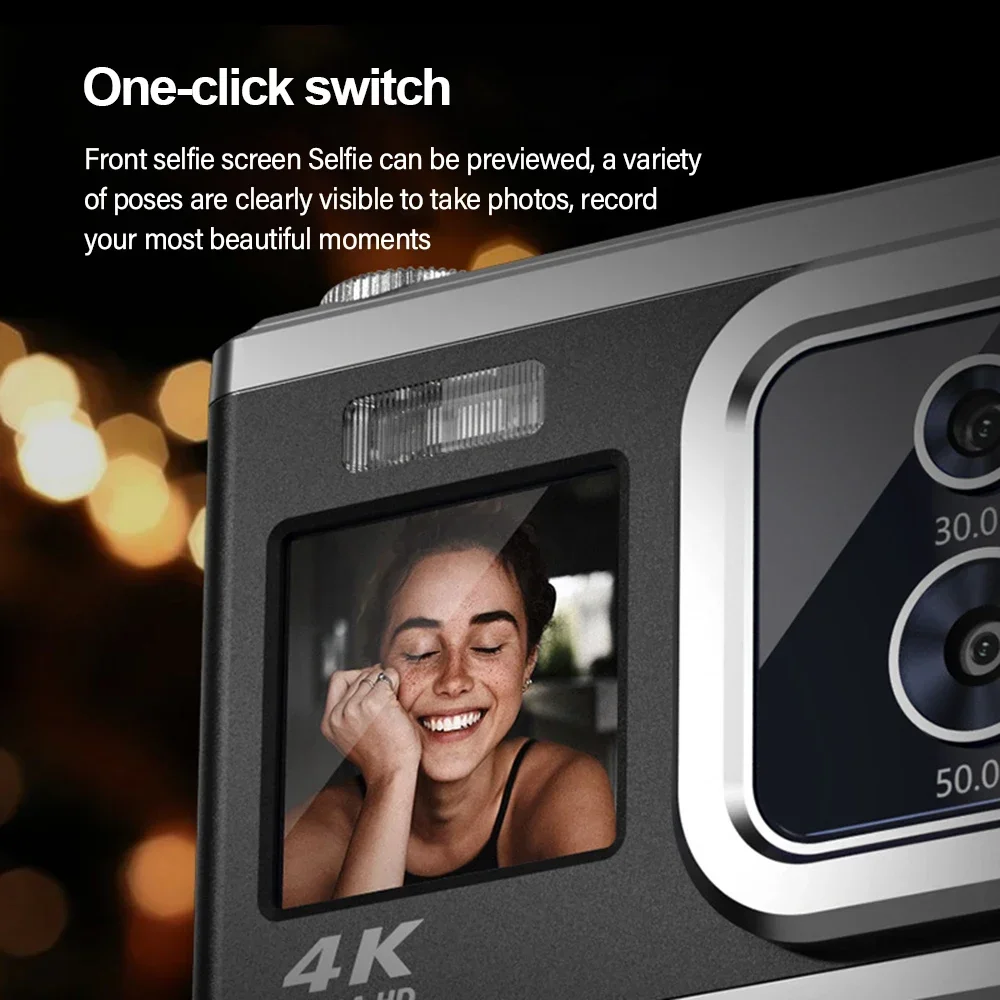 Auto Focus Digital Camera 2.88 Inch Video Camera 50MP 4K 16X Zoom Gifts Dual Screen Selfie For Kids Adults Teenagers Students 3