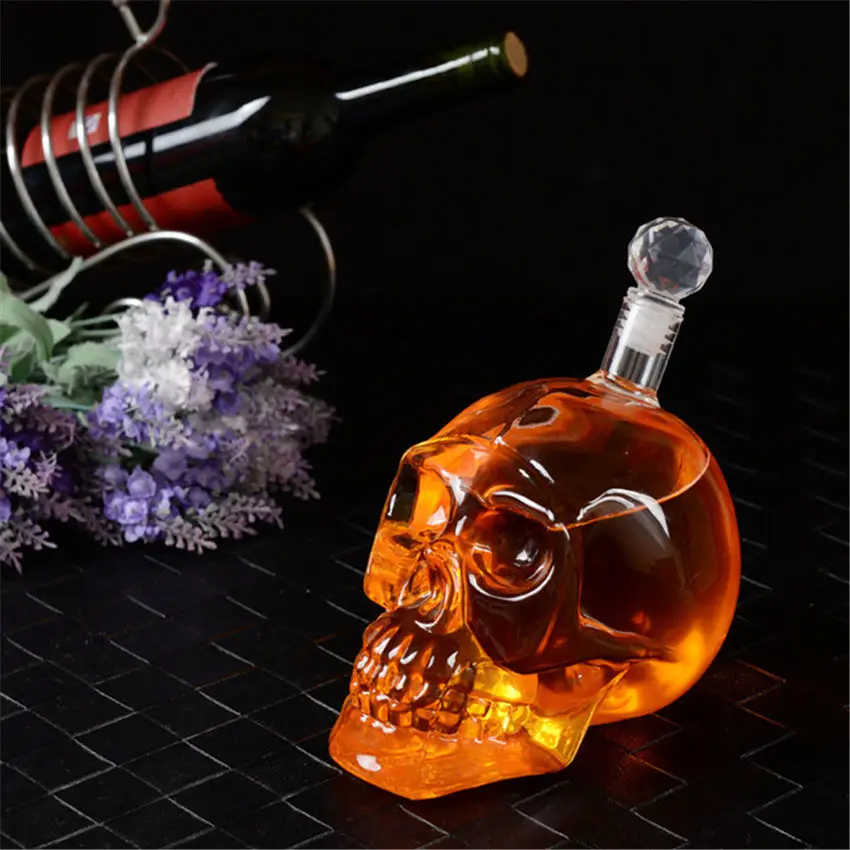 Halloween Crystal Skull Head Bottle Whiskey Vodka Wine Decanter Bottle Whisky Glass Beer Glass Spirits Cup Water Bar Home