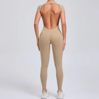 Tuta da yoga imbottita senza schienale monopezzo Pagliaccetti femminili Abbigliamento da yoga ad asciugatura rapida Tute da allenamento Scrunch Tuta sportiva da donna