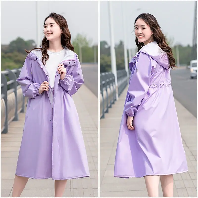 Raincoat for Women Fashionable  Waist-slim Slim  Portable  Long Full-body Rainproof Single Adult Waterproof Coat
