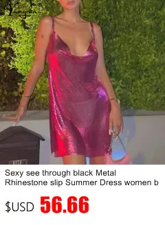 Sexy Backless y2k Metal Rhinestone Summer Dress women bodycon Night Club party mini ladies dresses vintage woman dress vestidos