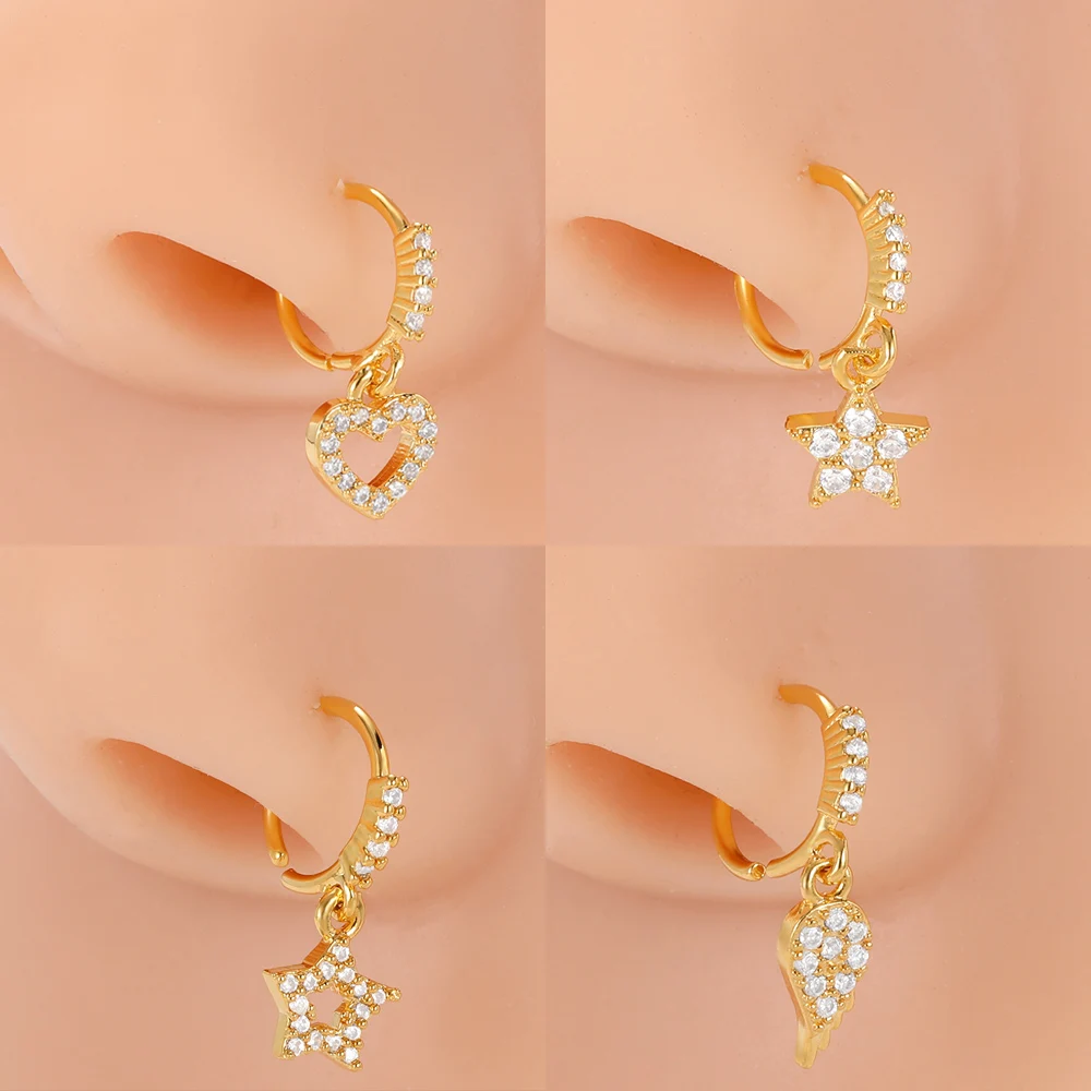 GOLD PLATED CZ STUDDED SMALL NOSE PIERCING NOSE RING – Sanvi Jewels