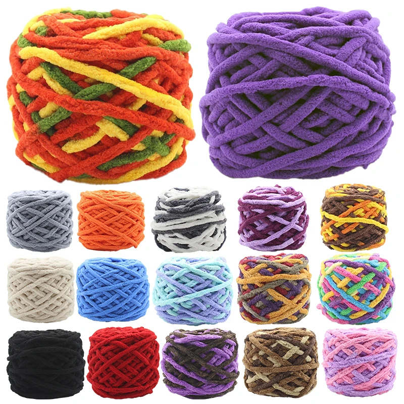 100g Set Chenille Milk Skeins Yarn Chunky Crochet Needlework Dyed Wool Yarn for Crochet Hat Dolls Glove Blanket