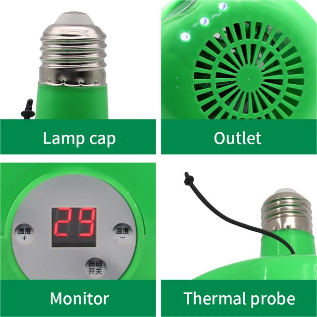 Lampe chauffante thermostatique pour animaux de compagnie, lampe à air chaud pour reptiles jetables, lumière chaude pour animaux de ferme, contrôleur de température, chauffage, 300W, nouveau 5