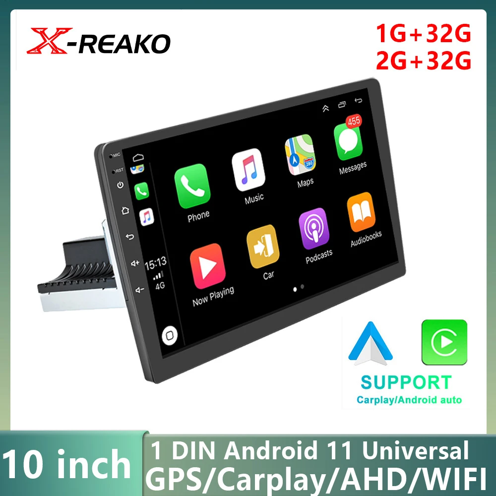 Xreako 1 Din 10.1'' Androi11 Car Multimedia Player Carplay Gps Bt Car