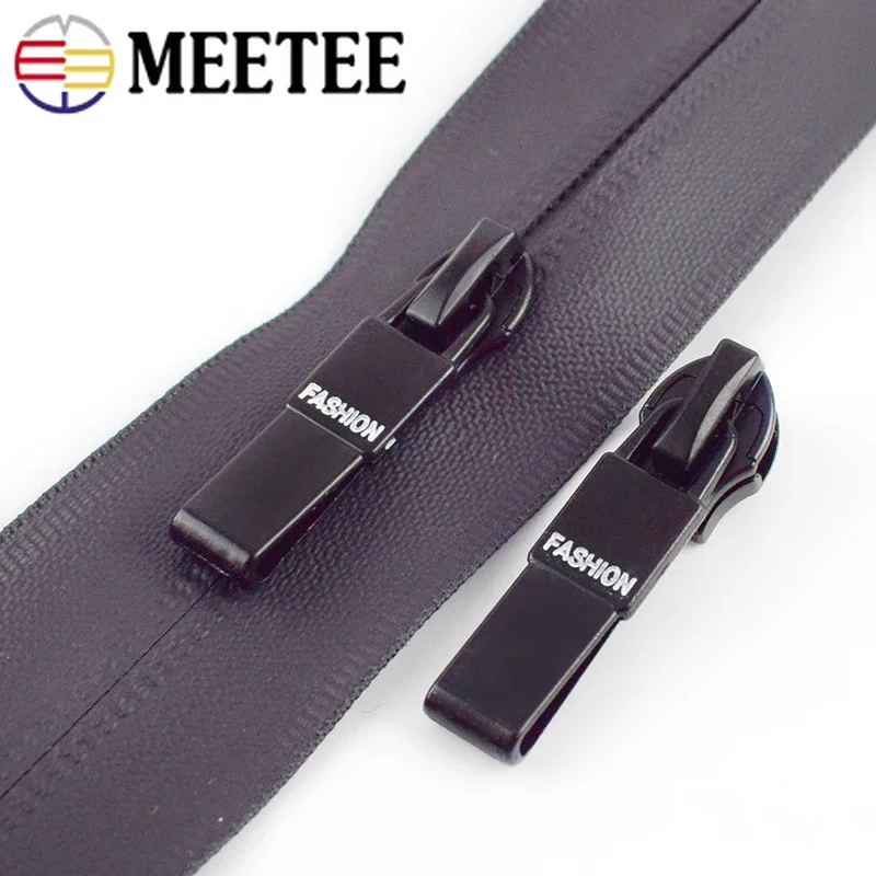 Meetee 10pcs 5# Anti-loading Zipper Sliders Waterproof Reverse Installation for Invisible Bag Jacket Nylon Coil Zip Puller
