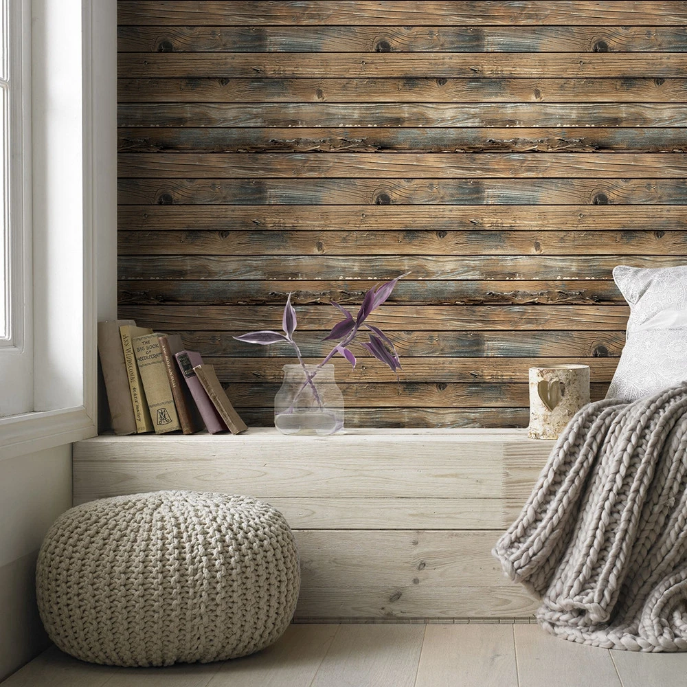 

Furniture Decor Bedroom Living Room Home Improvement Self-adhesive Wall Decor Wood Grain Wallpaper Wall Covering Wallpapers