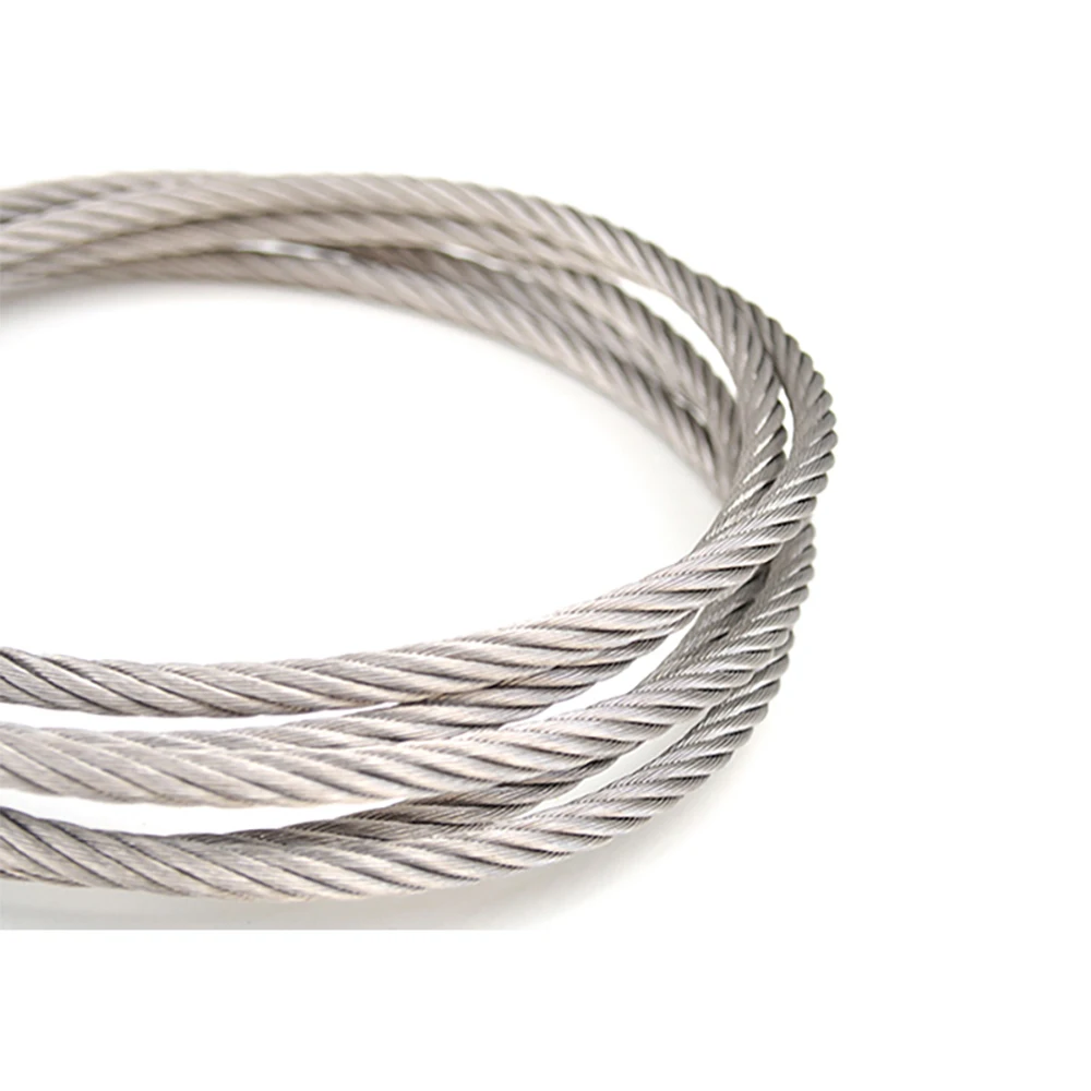 

50Meters 2mm A2 304 Stainless Steel Wire Rope Soft Fishing Rope Flagpole Rope 1*19 Structure