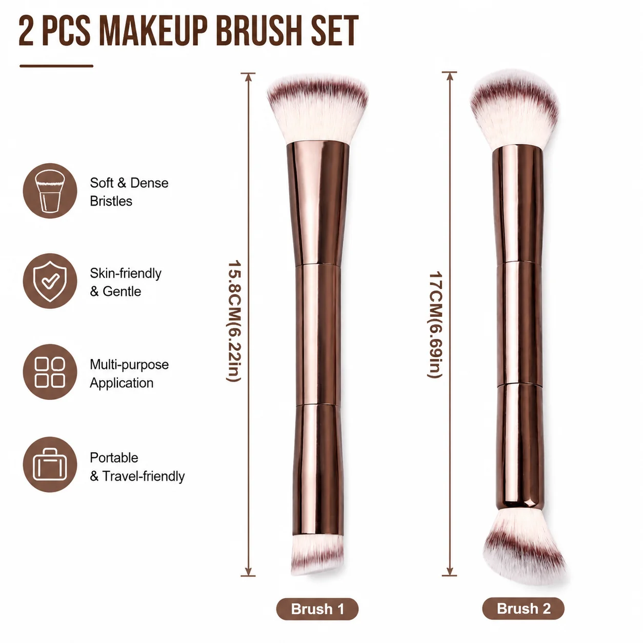 2pcs Dual-Ended Makeup Brush Set – Foundation & Blush, Soft Fibers, Travel-Friendly, Precise Application Beauty Tools 6