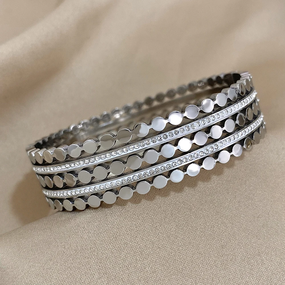 Kritz Bracciale Aperto Rigido 2 a 4 mm per Donna Placcato Oro Argento e Acciaio inossidabile - Braccialetto Liscio Impilabile - Gioielli Regalo Donne e Ragazze (C- 3mm Oro