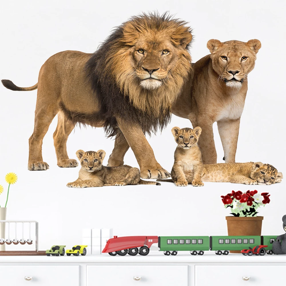 3D Animal Elephant Tiger Leopard Lion Wall Decal Children's Baby Room Self adhesive Waterproof Wallpaper Living Room Wall Decal wall stickers,wall sticker