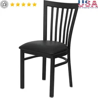 Heavy Duty Metal Dining Chair Ladder Back Design Foam Padded Seat Restaurant Café Kitchen Use 1