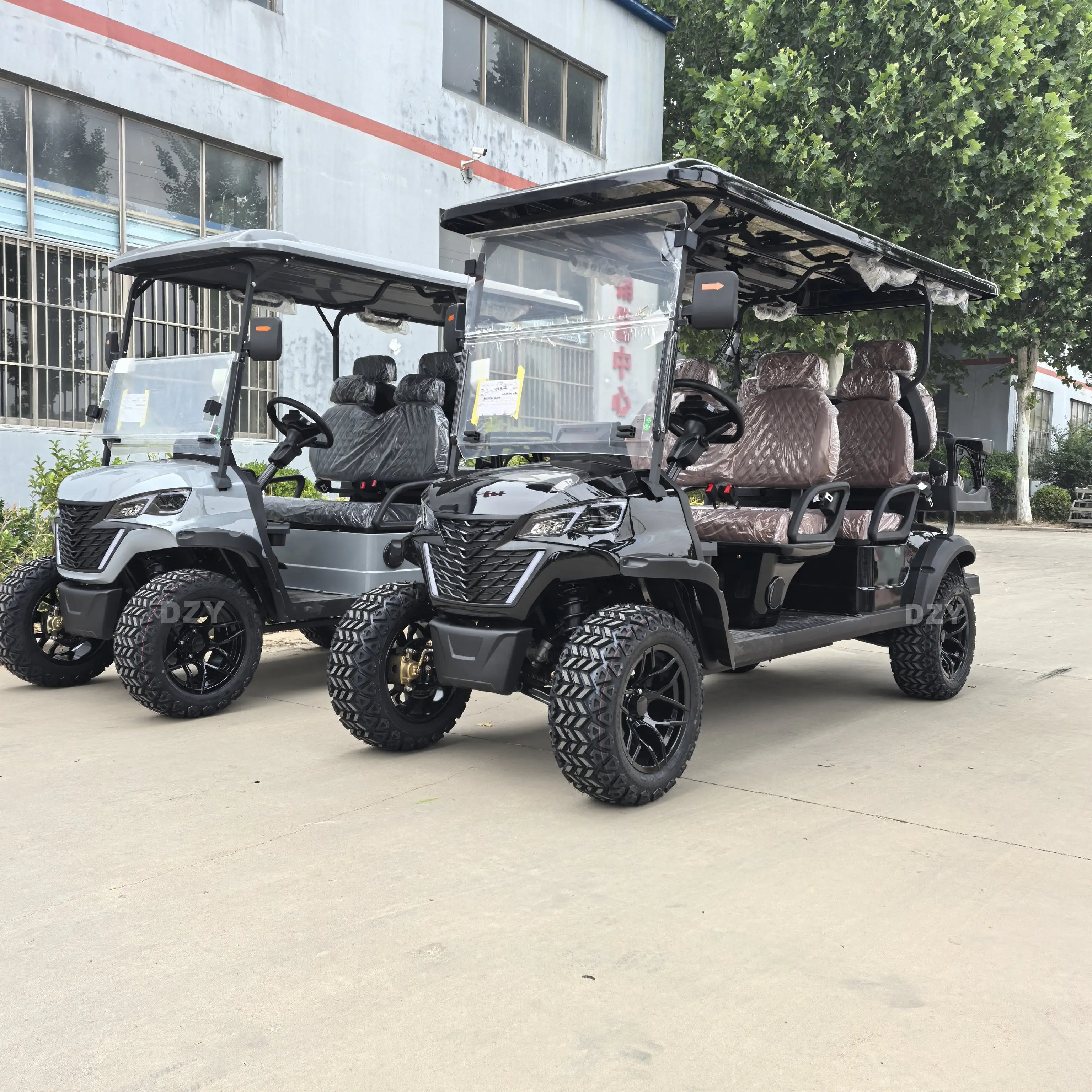 고성능 4륜 구동 도로주행 가능 빨간색 전기 골프 카트 6인승, 5KW AC 모터..