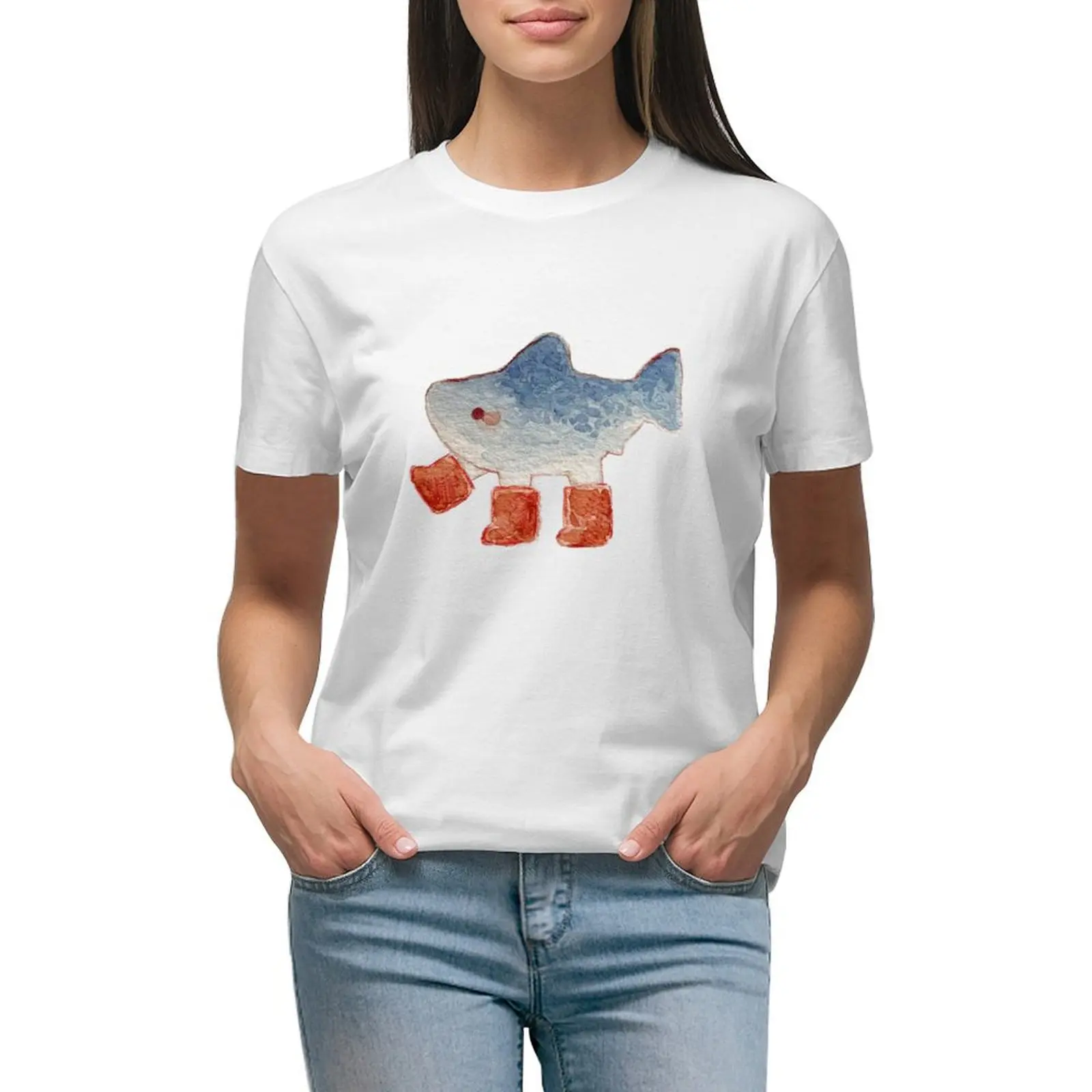 

Shark in Boots T-shirt graphics aesthetic clothes white t-shirt dress for Women sexy