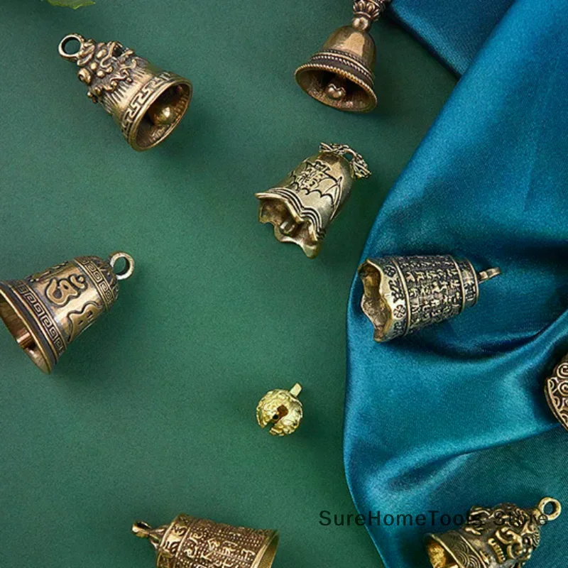 Elegant Brass Bell & Gourd Pendant Keychain
