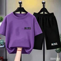 T-shirt d'été à manches courtes pour enfants de 3 à 12 ans, ensemble pour filles et garçons, blanc et noir, t-shirt + short, 2 pièces, ensemble de loisirs à la mode pour enfants 6