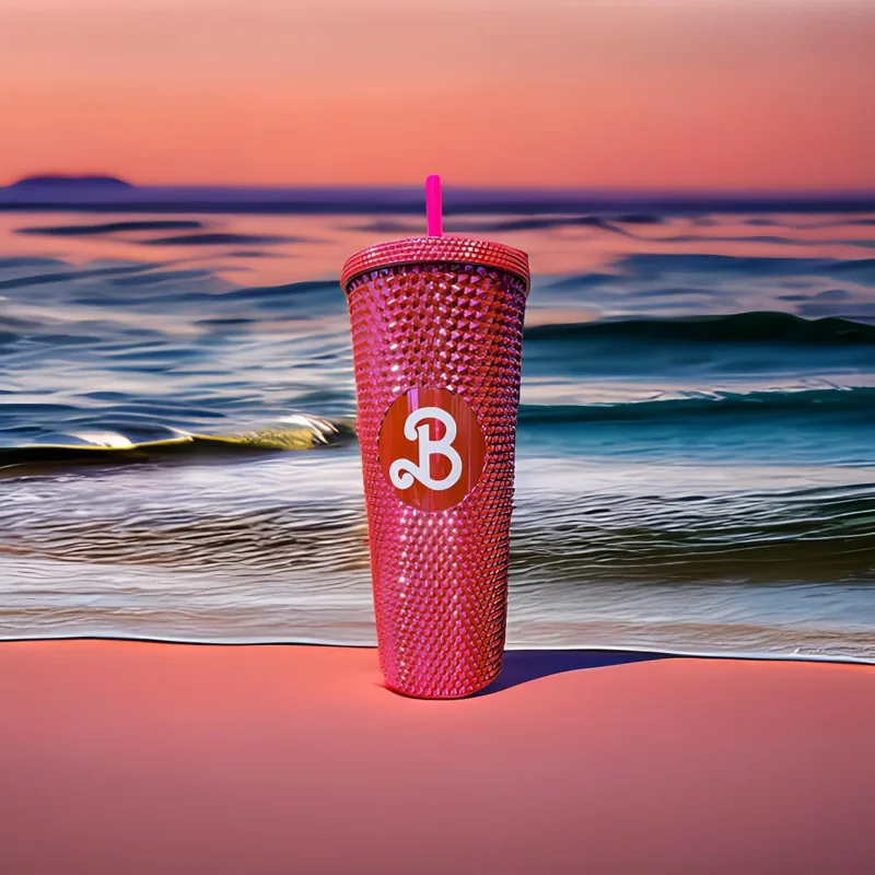700Ml Barbies Rose Pink Durian Cup Tazza Da Caffè A Doppio Strato Con Coperchio Con Cannuccia Con Logo Diamond Cup Drink Coffee Water Bottle