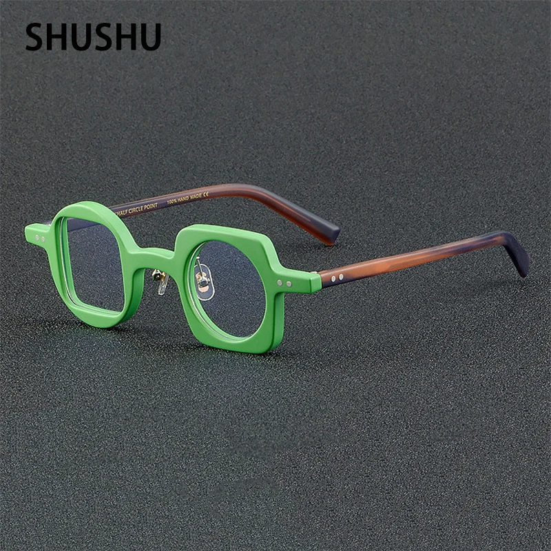 

A181 Retro Irregular Square Luxury Brand Acetate Glasses Frames Handmade Myopia Optical Prescription Frame Ladies Round Glasses