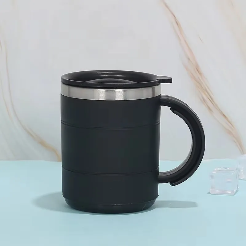 450ml Milk Mug Tea Drinks Water Cup for Home Office Tumbler Double Layer Anti-scalding Stainless Steel Cup Plastic Handle