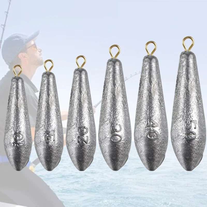 Angelgewichte mit Ringen, tropfenförmiges Bleisinkergewicht, Fernwurfhänger zum Angeln in Süß- und Salzwasser