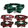 Pet Breakaway Cat Collar Bow Tie And Bell Cute Plaid Christmas Red Elastic Adjustable Dog Collar With Sash Small Bell For Cats 2