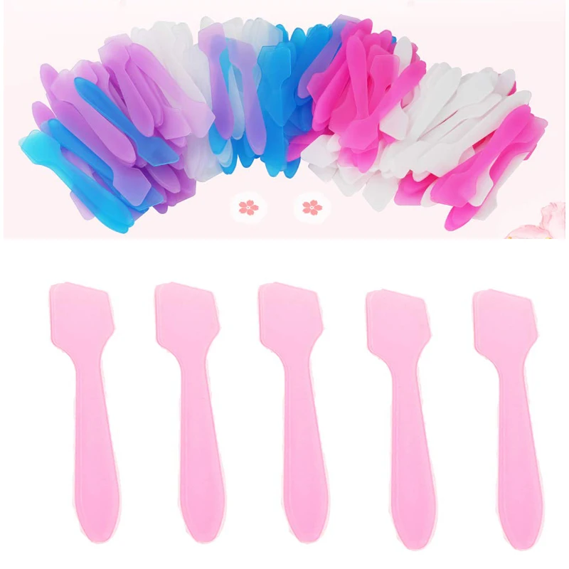 

100Pcs Reusable DIY Plastic Face Cream Mixing Spatulas Spoon Makeup Cosmetic Make Up Mixing Tools Face Cream Cosmetics tools