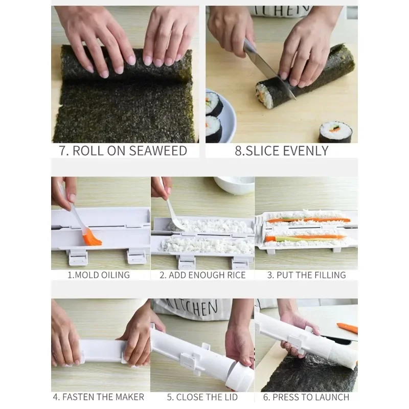 1개 가정용 DIY 롤러 라이스 몰드 원통형 스시 메이커 주방 도구