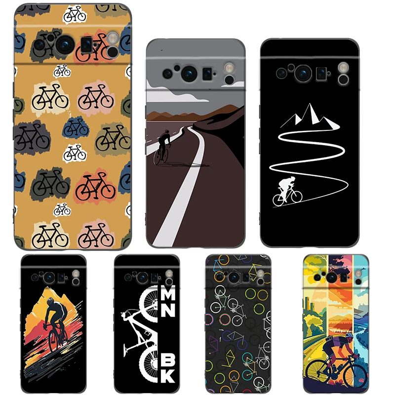 Mountain Bike Cycling Art Shockproof Phone Case - Soft TPU Black Cover