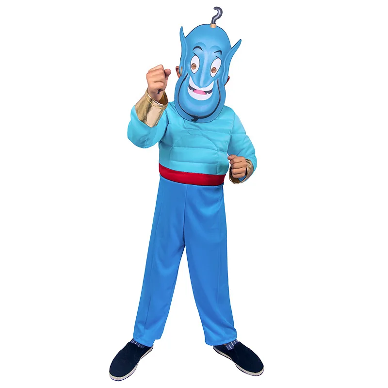 Male Kids Boys Aladdin Prince Cosplay Masquerade Children's Role-playing Prince Costume Blue Indian Arabian Muscle Costume kids cosplay costume