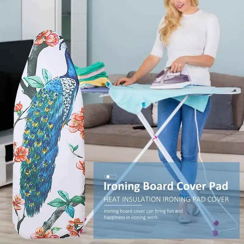 Flamingo Flowers Printed Ironing Board Cover 140x50 cm Washable Non Slip Heat Insulation