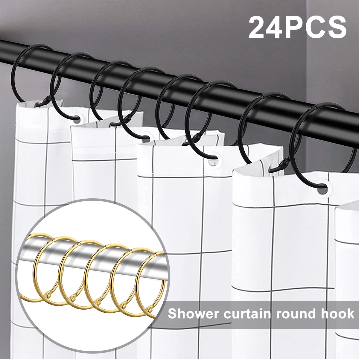 Shower Curtain Rings 24 Pack for Bathroom shower curtain clips