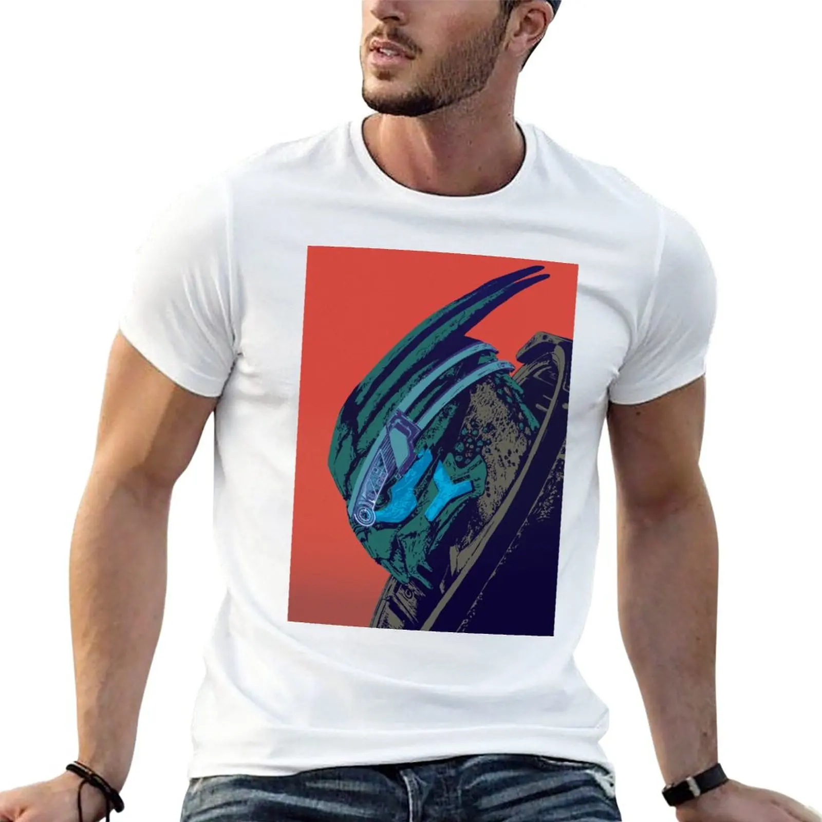 

New Garrus Vakarian from Mass Effect pop art inspired portrait T-Shirt anime clothes sports fan t-shirts designer t shirt men