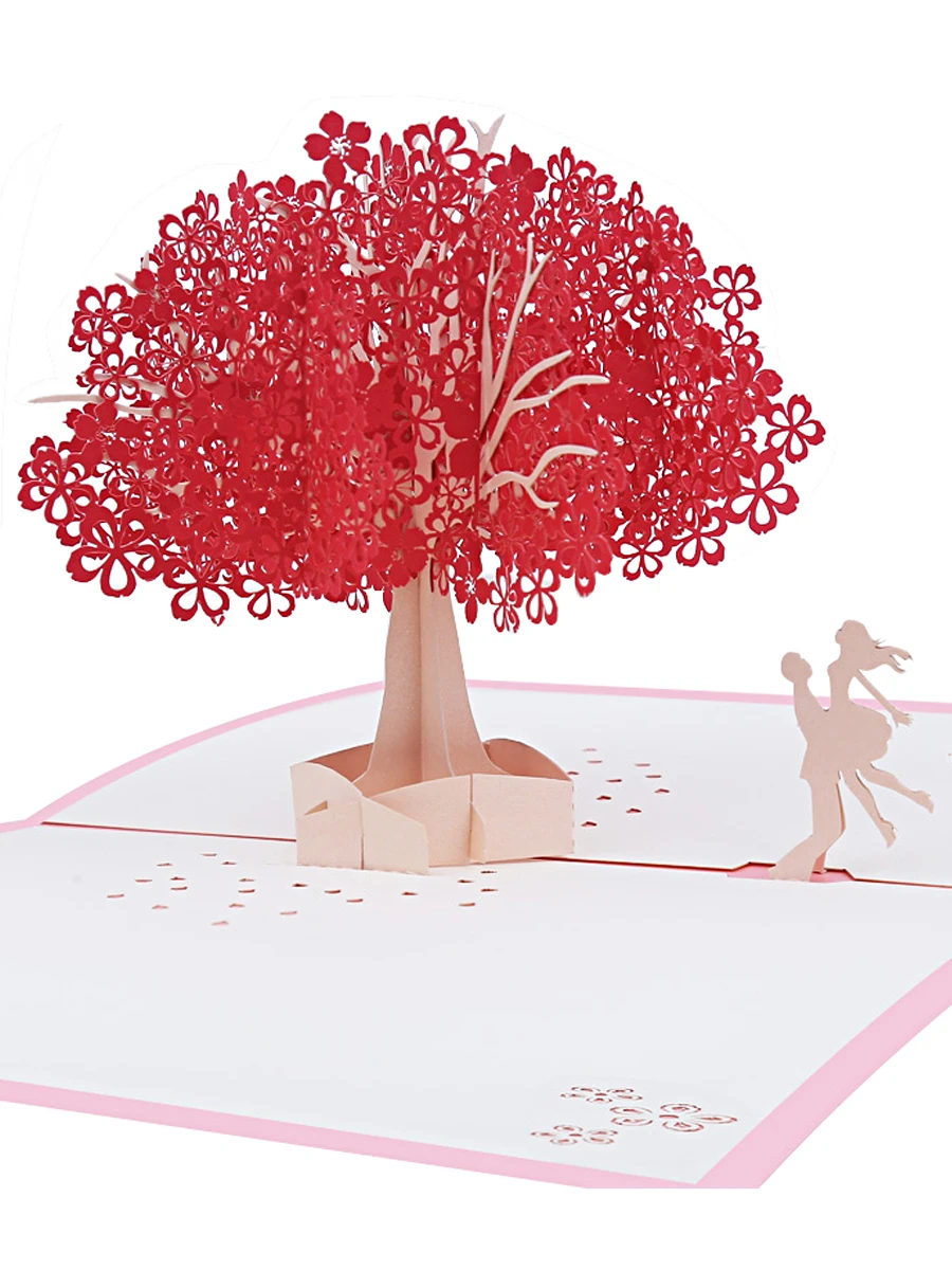 3D Sakura Cherry Blossom Pop Up Greeting Card, Valentine's Day, Thank You Cards, Wedding Invitation, Missing You Card, Gifts