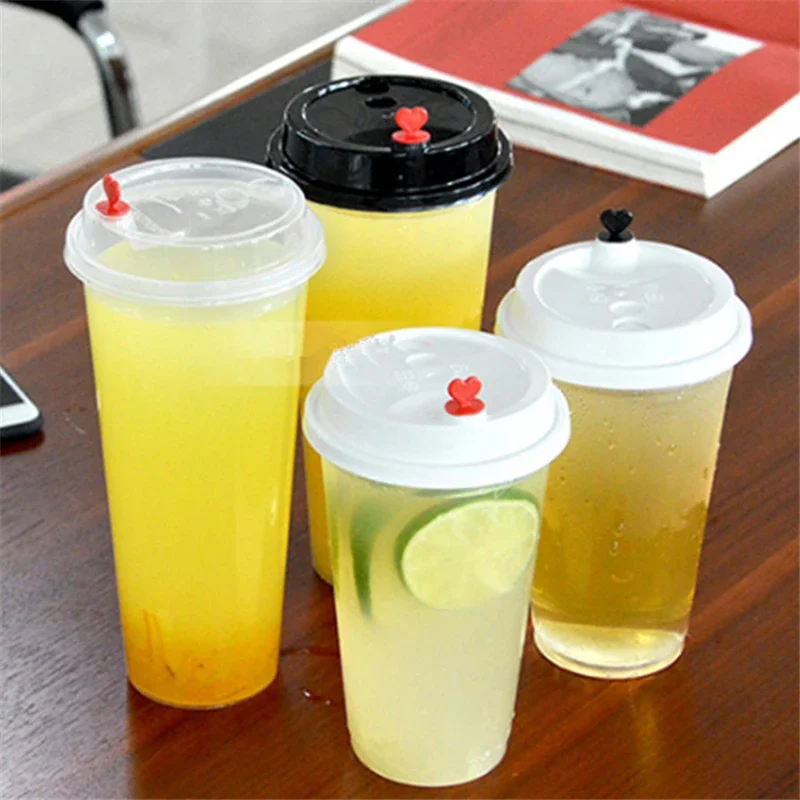Disposable Transparent Plastic Cup Cold Drink Travel Mug Coffee Juice Tea Cup With Straw Smoothie PVC Juice with Lid 100 pcs plastic cups disposable paper cups