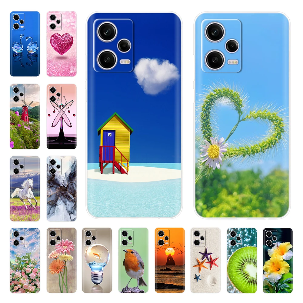 Per Xiaomi Redmi Note 12 Pro 5G Custodia Elegante Fiore Cuore Cover Per Redmi Note 12 Pro 4G Custodie Per Telefono Per Redmi Note12 Pro Bumper