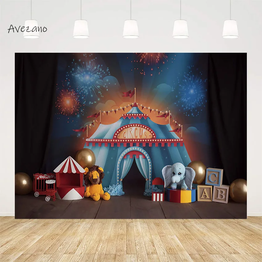 Avezano Circus Party Decorations Fondale Photography Toy Night Fireworks Baby Birthday Portrait Background Photo Studio Decor