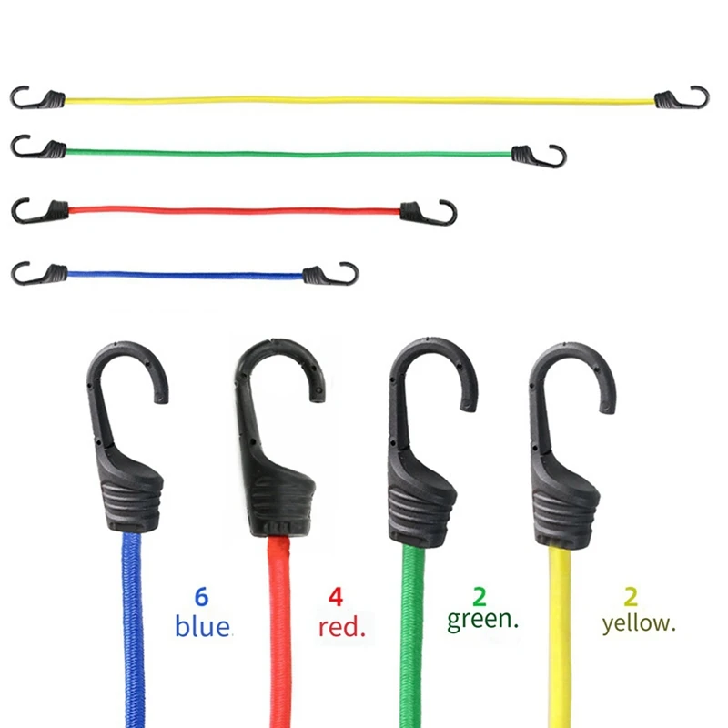 28Pcs Heavy Duty Bungee Cords With Hooks Rope Luggage Packing Strap For Motorcycle Bike Camping Hiking-A79P