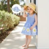 BeQeuewll Princess Baby Girl Plaid Romper Dress with Hats Summer Sleeveless Floral Embroidery Cami Jumpsuit Newborn Clothes 2