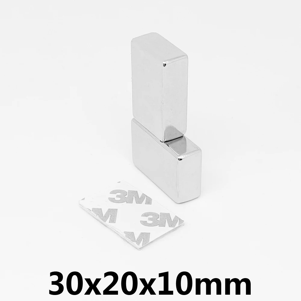 1/2/5/10PCS 30x20x10mm Quadrate Super Powerful Strong Magnetic Magnets With 3M Tape 30*20*10 Block Neodymium 30x20x10 |