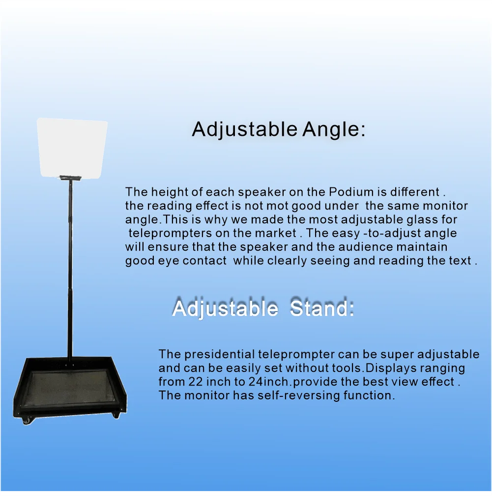 1x Pack 1 Unit Teleprompter 22 inch Monitor Presidential Prompter for ...