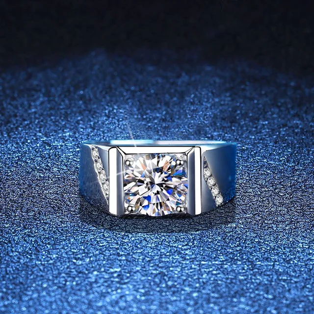 Bague de fiançailles en moissanite scintillante 1CT 6,5 mm pour homme, bague de mariage en platine véritable PT950, certifiée, magnifique bijou pour homme