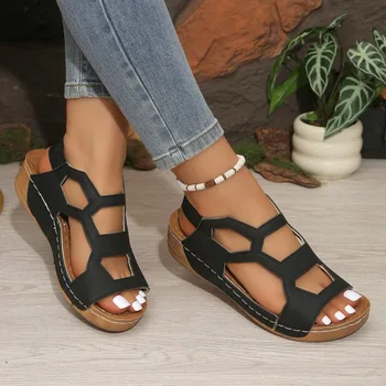Women Sandals 2026 New Summer Beach Sandals Women Casual Wedges Footwear Summer Shoes Soft Heeled Sandals Woman 1