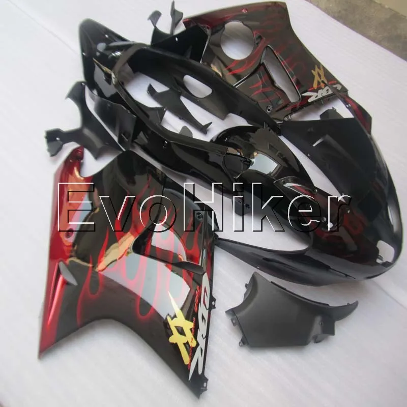 

injection Fairings kit for CBR1100 XX 1997 1998 1999 2000 2001 2002 2003 red flames black ABS Plastic Bodywork Set