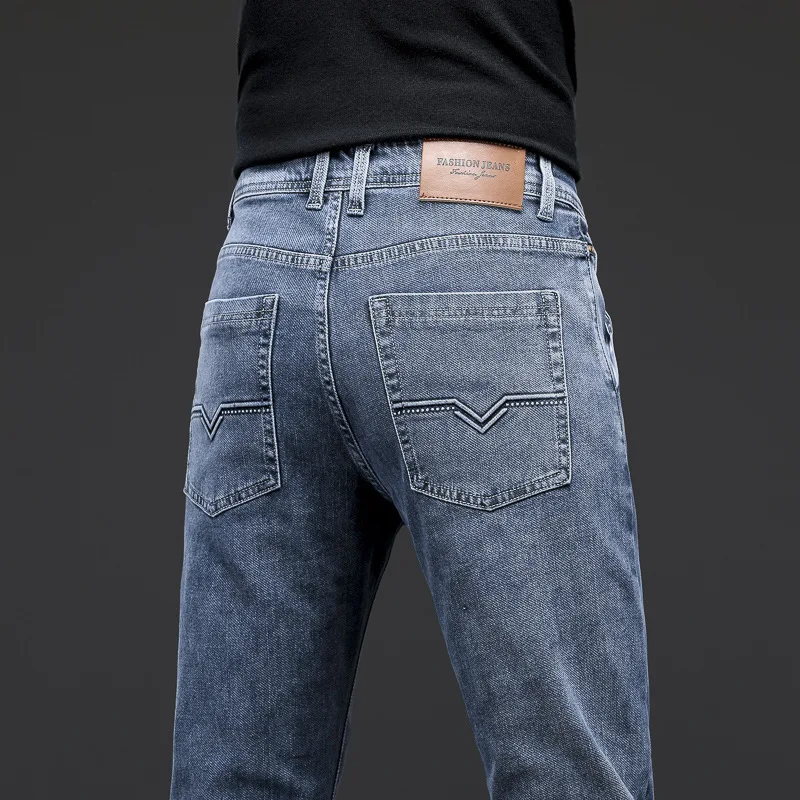 

Cotton Breathable 2023 Autumn and Winter Comfortable All-Matching Business Pants Men's Fit Straight Casual Jeans Men's