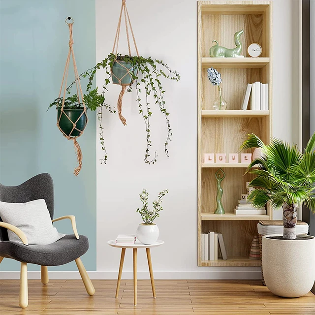 90/105 Cm Makrame Növényi Fogas Beltéri Függő Ültető Kosár Kézzel Készített Szövött Pamutkötél Virág Edény Állvány Boho Lakberendezés - Image 3